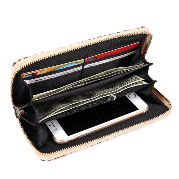 ❗️1 LEFT❗️ Boho Aztec Pattern Zip Wallet - Picture 5 of 6